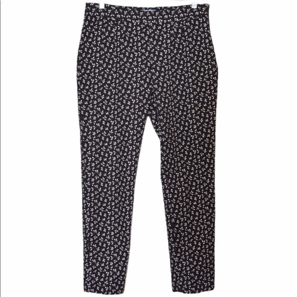 CeCe Side Zip Leaf Print Ankle Pants | Size 6
